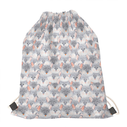 Watercolor Rat Pattern Print Drawstring Bag