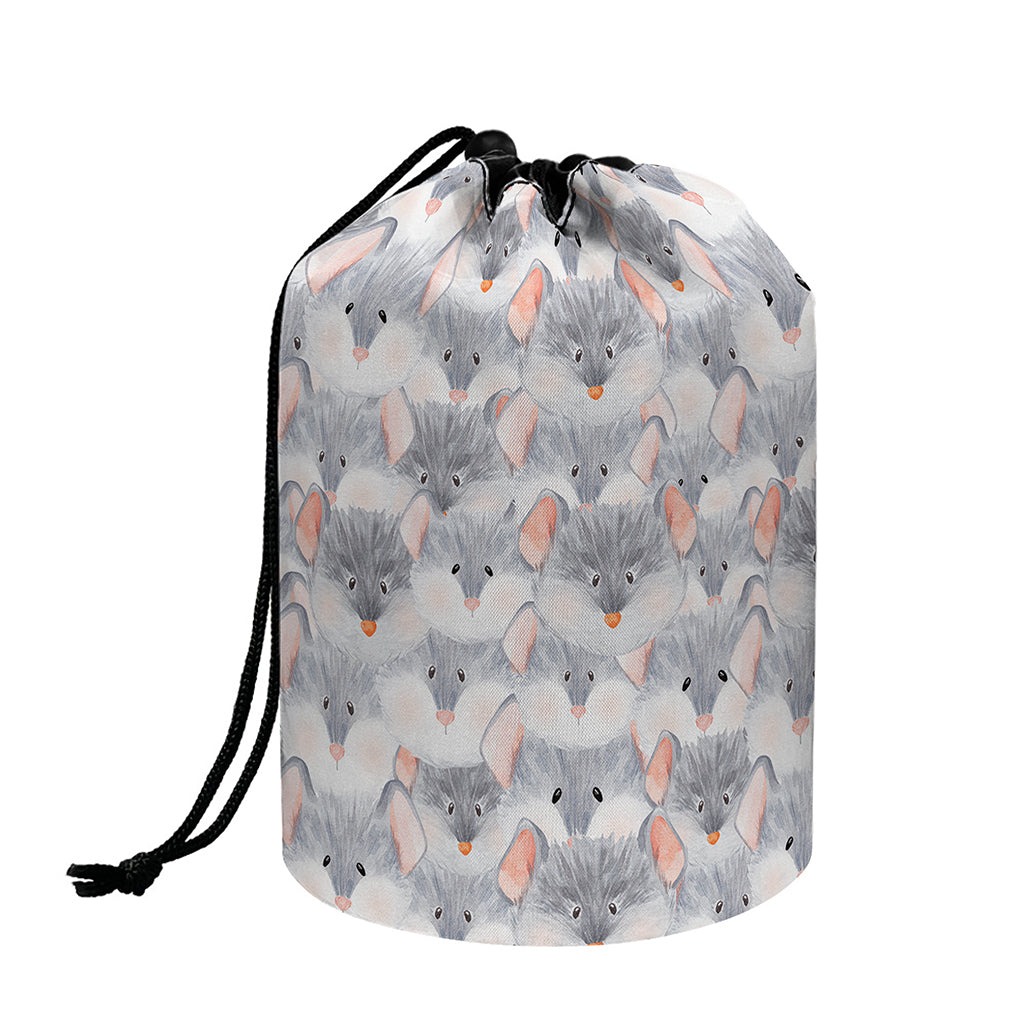 Watercolor Rat Pattern Print Drawstring Makeup Bag