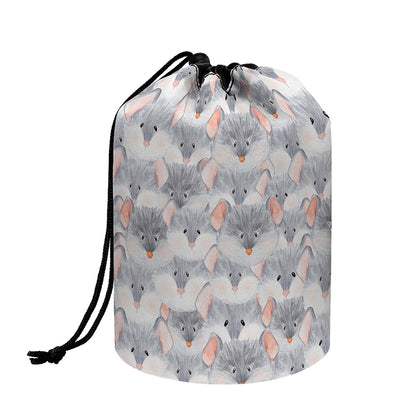Watercolor Rat Pattern Print Drawstring Makeup Bag