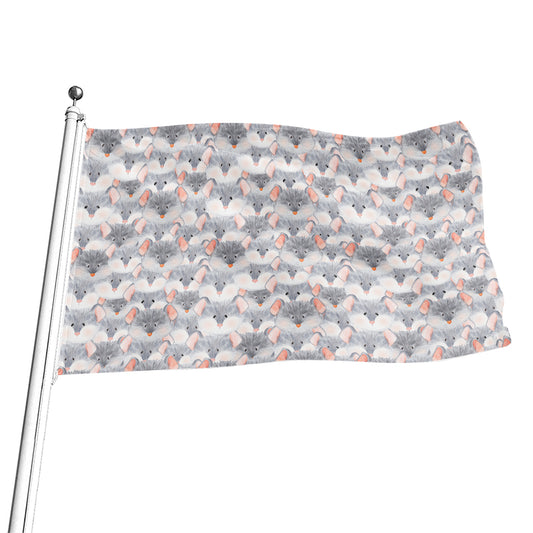 Watercolor Rat Pattern Print Flag