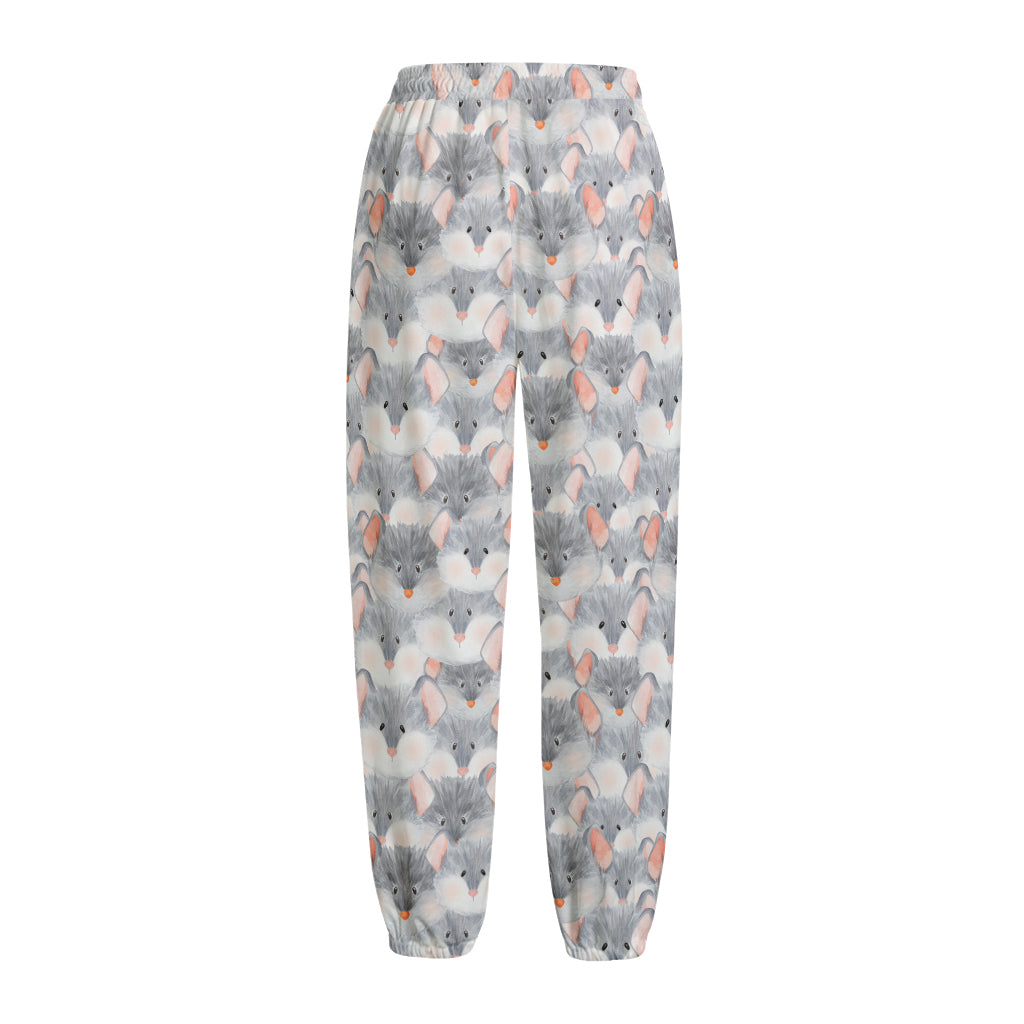 Watercolor Rat Pattern Print Fleece Lined Knit Pants