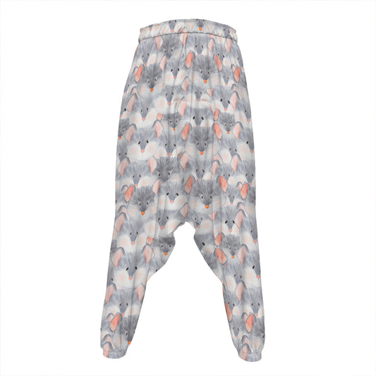 Watercolor Rat Pattern Print Hammer Pants