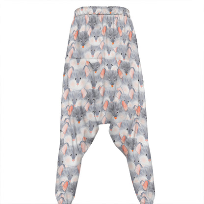 Watercolor Rat Pattern Print Hammer Pants