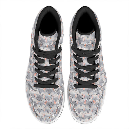 Watercolor Rat Pattern Print High Top Leather Sneakers