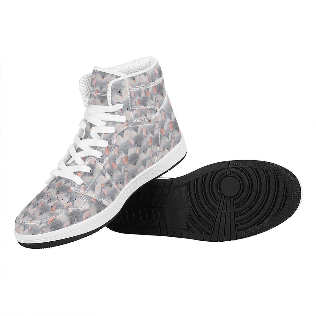 Watercolor Rat Pattern Print High Top Leather Sneakers