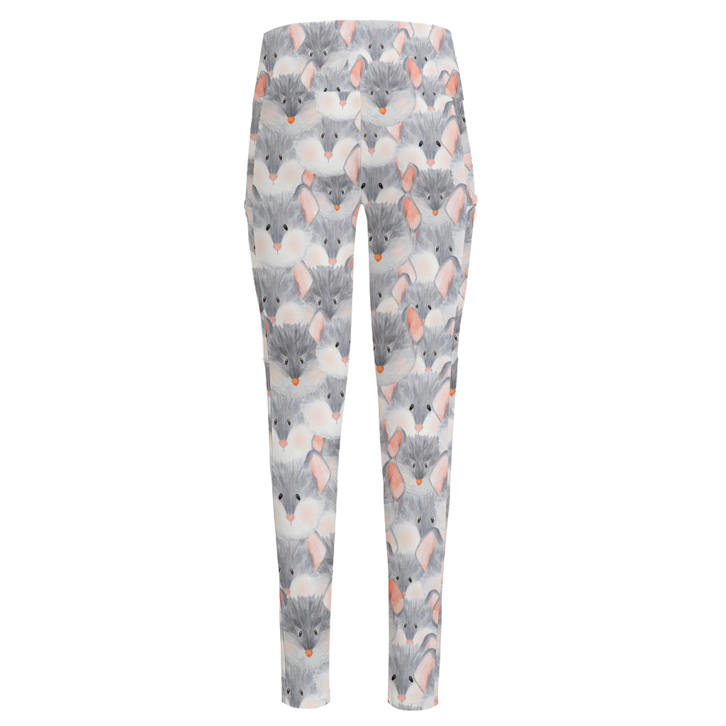 Watercolor Rat Pattern Print High-Waisted Pocket Leggings