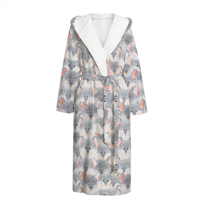 Watercolor Rat Pattern Print Hooded Bathrobe