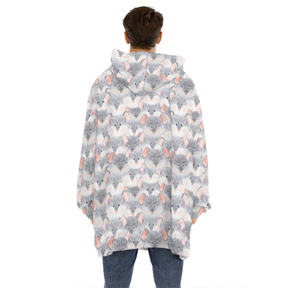 Watercolor Rat Pattern Print Hoodie Blanket
