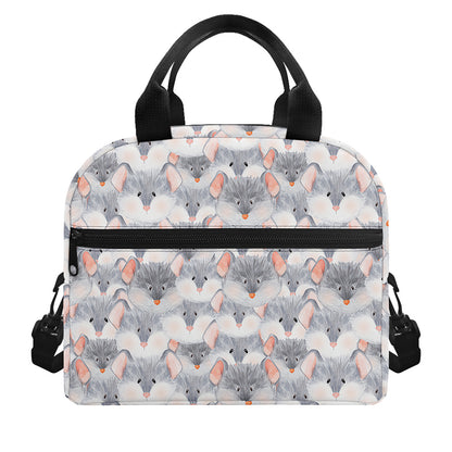 Watercolor Rat Pattern Print Insulated Lunch Bag