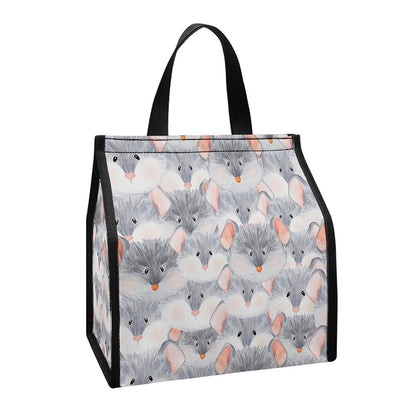 Watercolor Rat Pattern Print Insulated Lunch Tote
