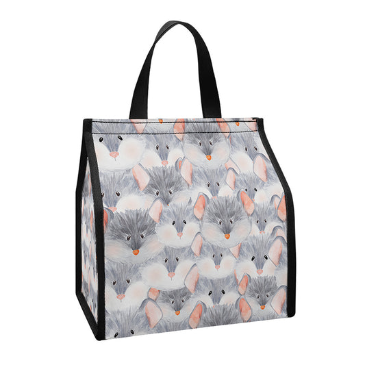 Watercolor Rat Pattern Print Insulated Lunch Tote
