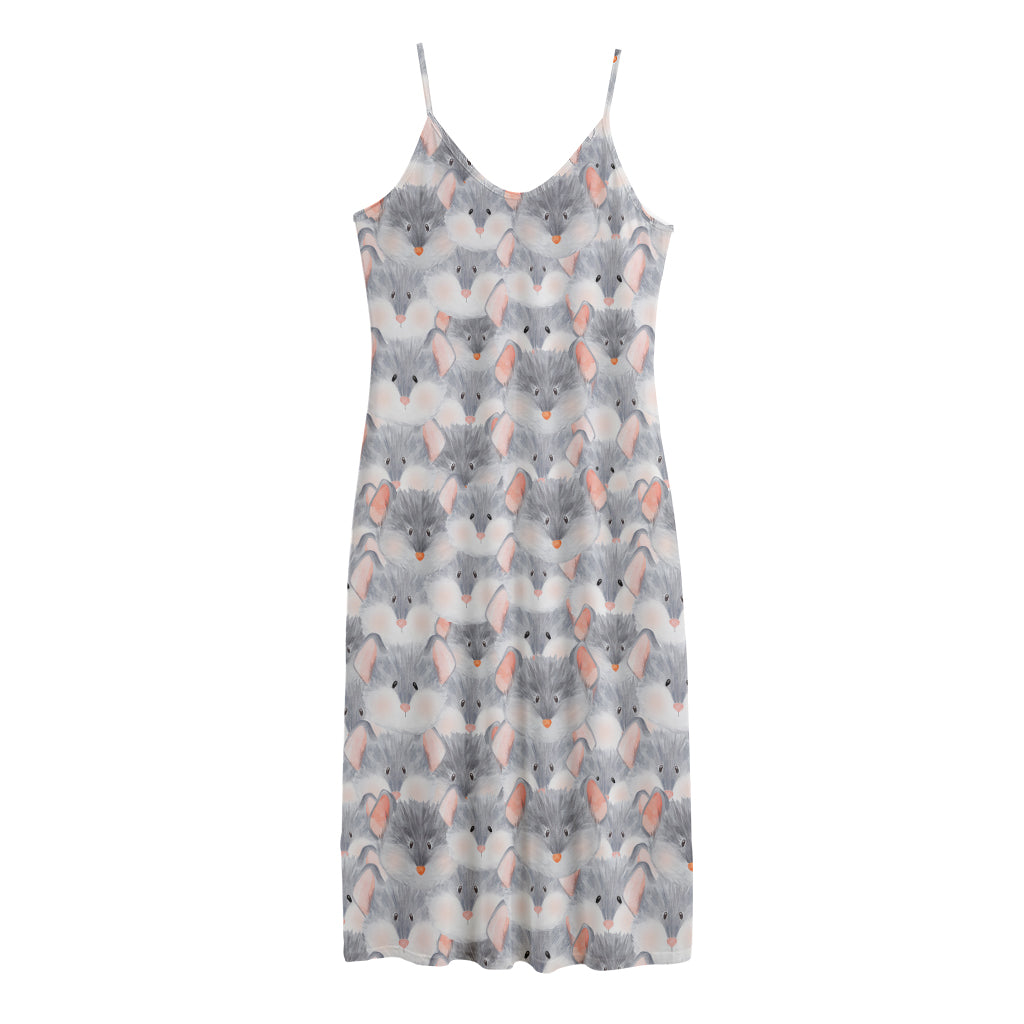 Watercolor Rat Pattern Print Jersey Midi Cami Dress