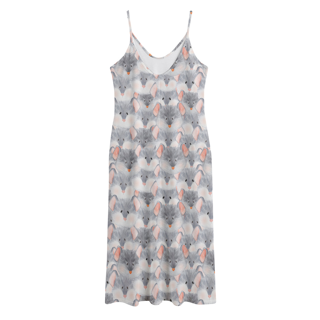 Watercolor Rat Pattern Print Jersey Midi Cami Dress