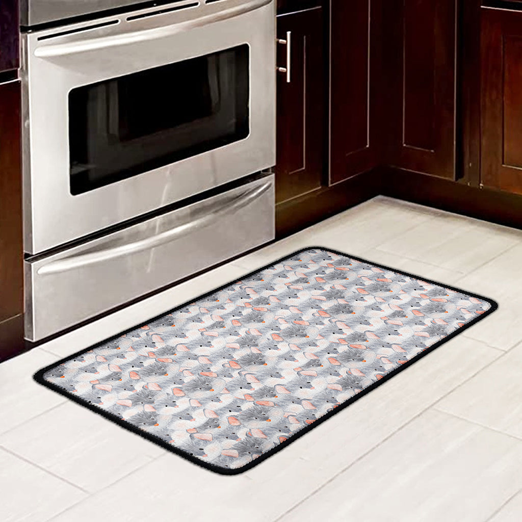 Watercolor Rat Pattern Print Kitchen Mat