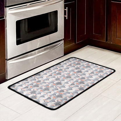 Watercolor Rat Pattern Print Kitchen Mat