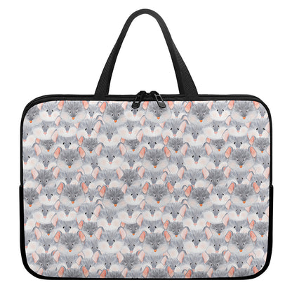 Watercolor Rat Pattern Print Laptop Sleeve With Handle