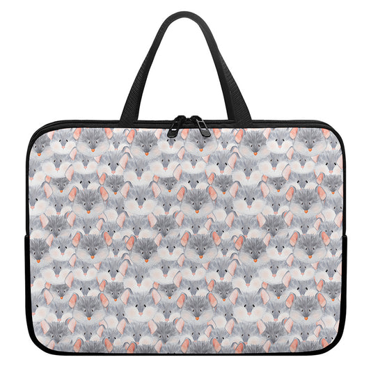 Watercolor Rat Pattern Print Laptop Sleeve With Handle