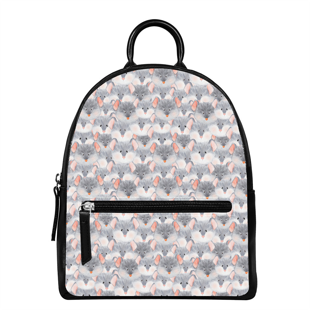 Watercolor Rat Pattern Print Leather Backpack
