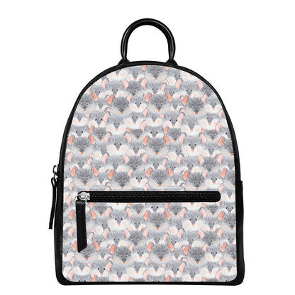 Watercolor Rat Pattern Print Leather Backpack