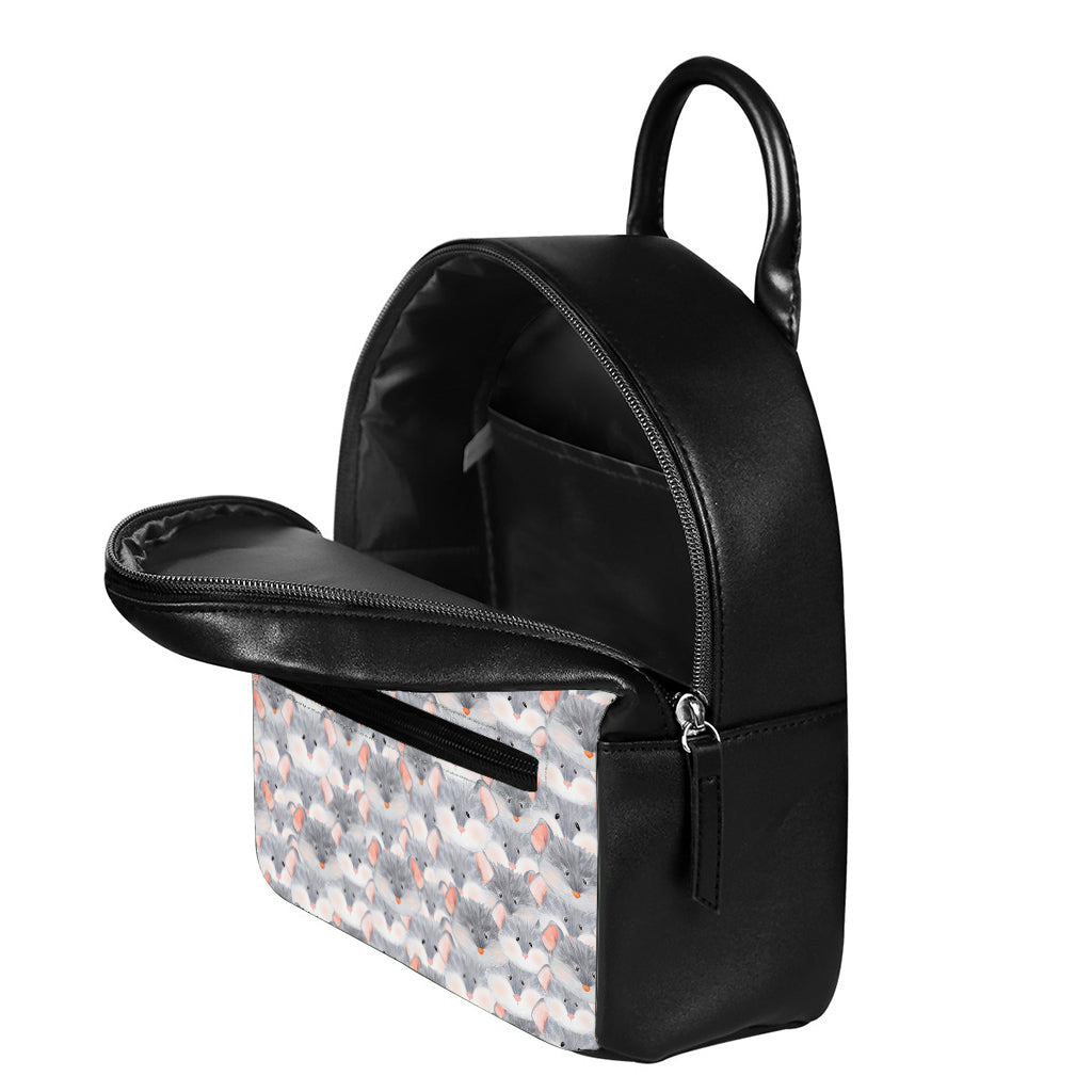 Watercolor Rat Pattern Print Leather Backpack
