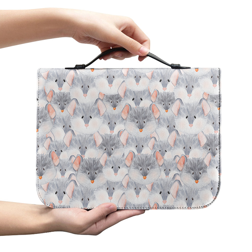 Watercolor Rat Pattern Print Leather Bible Cover