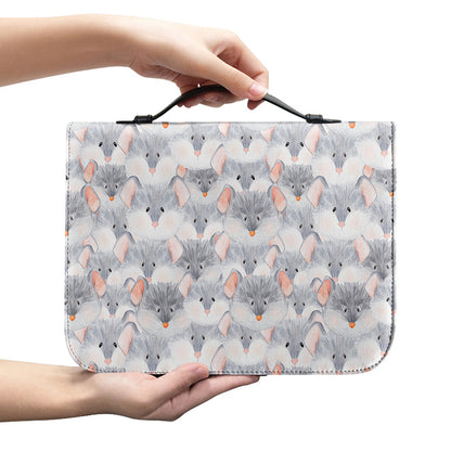 Watercolor Rat Pattern Print Leather Bible Cover