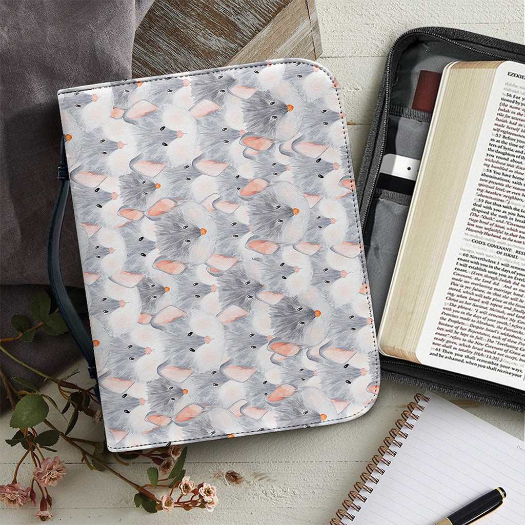 Watercolor Rat Pattern Print Leather Bible Cover