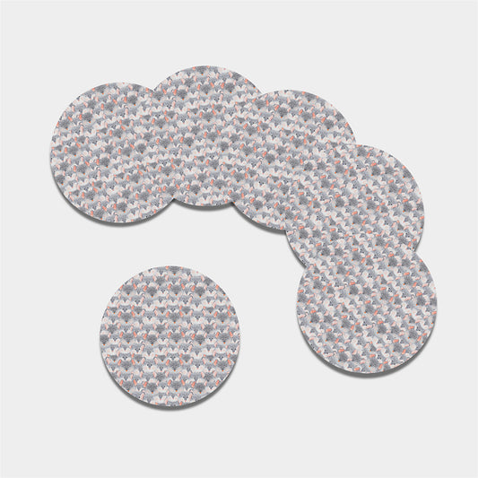 Watercolor Rat Pattern Print Leather Coaster Set