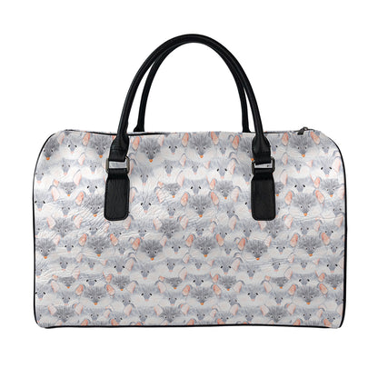 Watercolor Rat Pattern Print Leather Duffle Bag