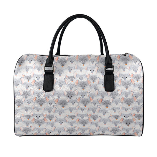 Watercolor Rat Pattern Print Leather Duffle Bag