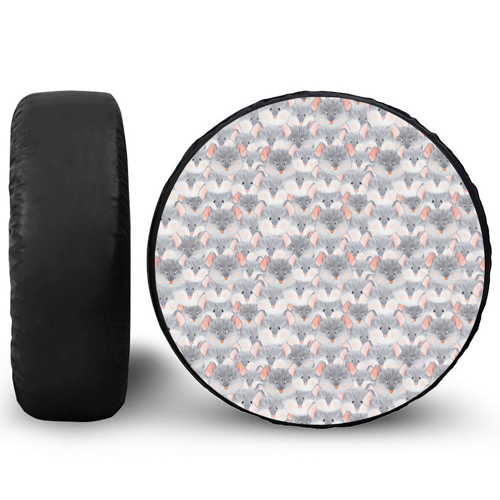 Watercolor Rat Pattern Print Leather Spare Tire Cover