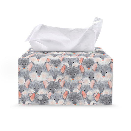 Watercolor Rat Pattern Print Leather Tissue Box Cover