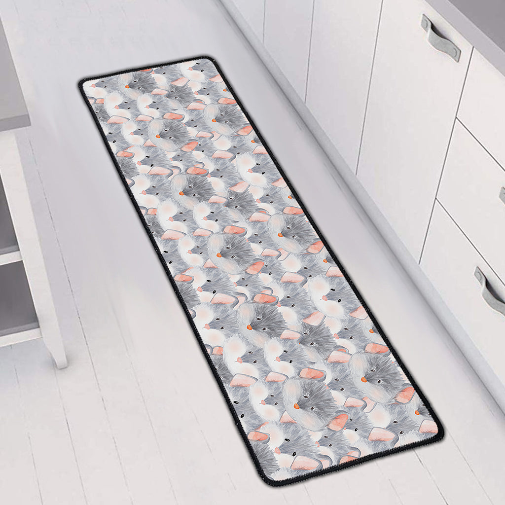 Watercolor Rat Pattern Print Long Kitchen Mat