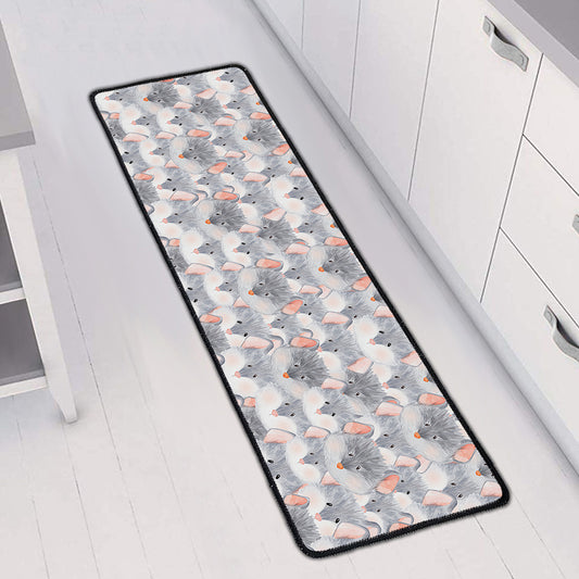 Watercolor Rat Pattern Print Long Kitchen Mat