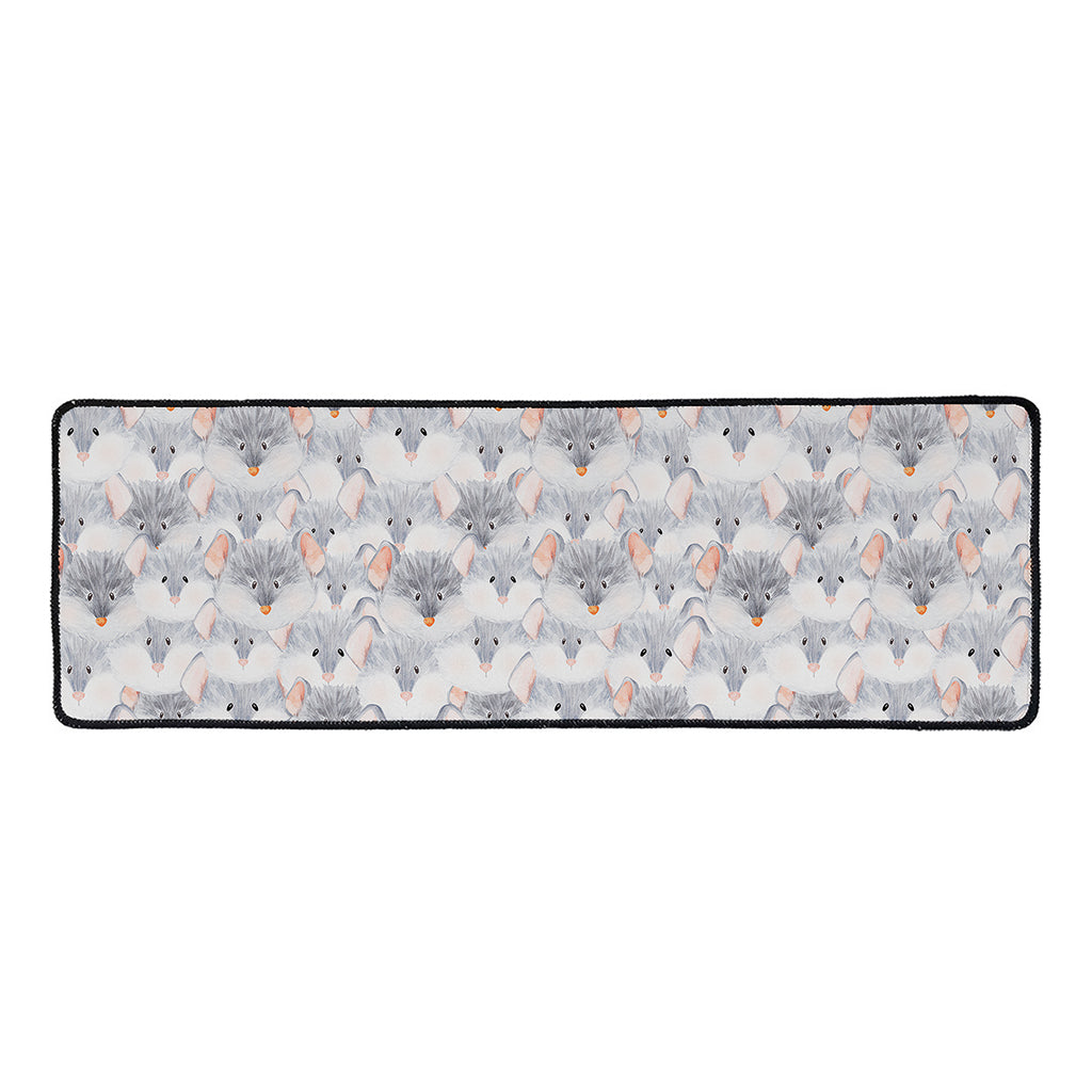 Watercolor Rat Pattern Print Long Kitchen Mat