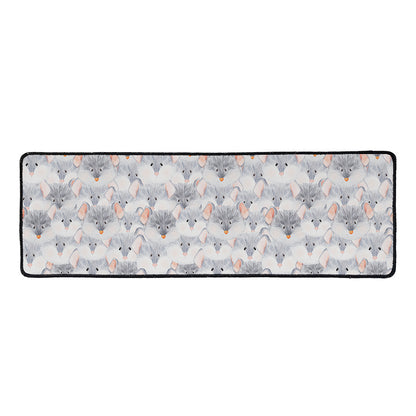 Watercolor Rat Pattern Print Long Kitchen Mat