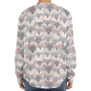 Watercolor Rat Pattern Print Long Sleeve Baseball Jersey