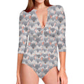 Watercolor Rat Pattern Print Long Sleeve Swimsuit