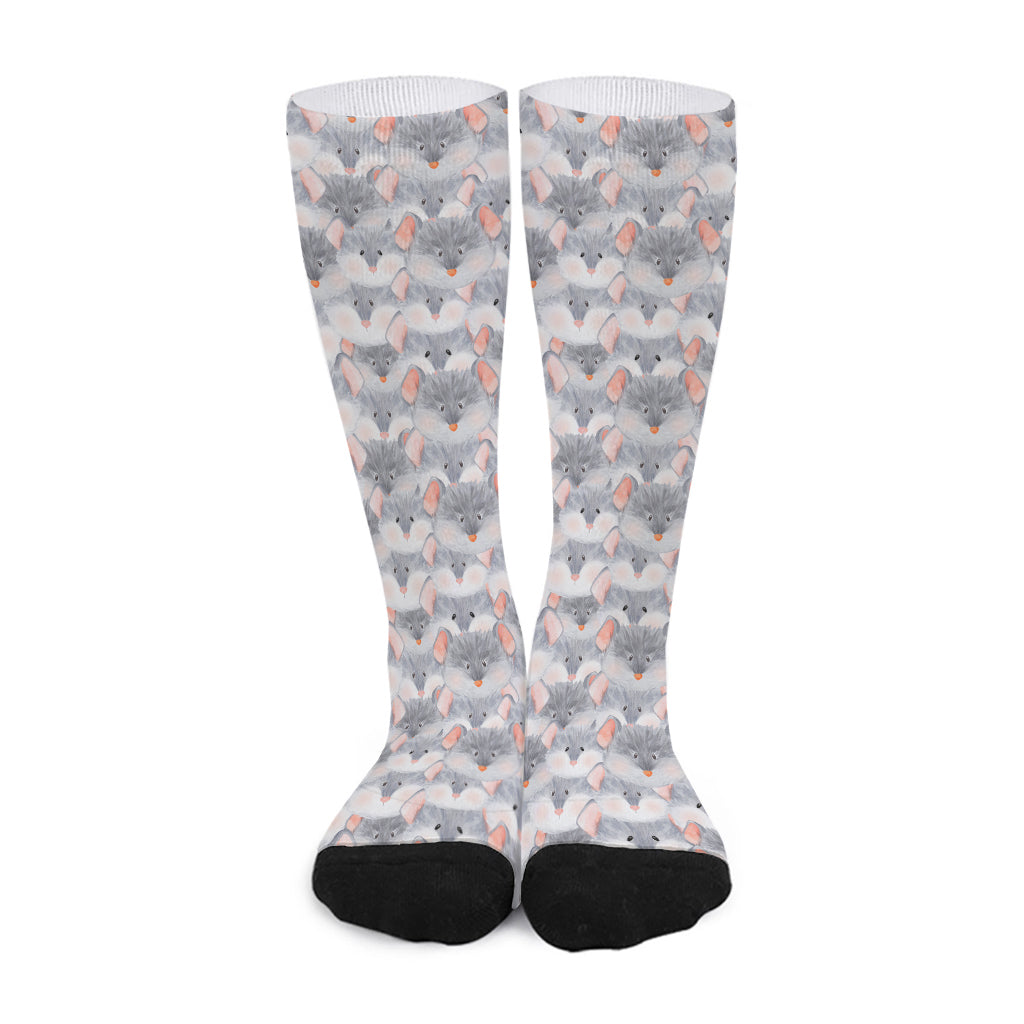 Watercolor Rat Pattern Print Long Socks