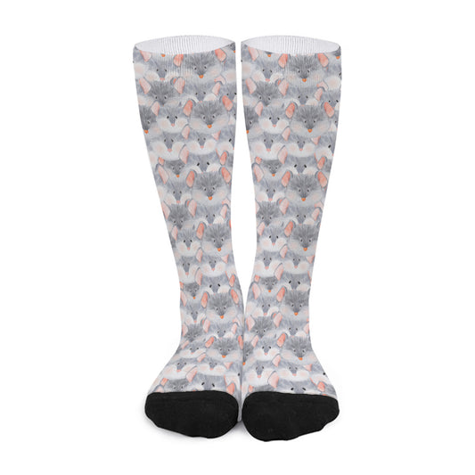 Watercolor Rat Pattern Print Long Socks