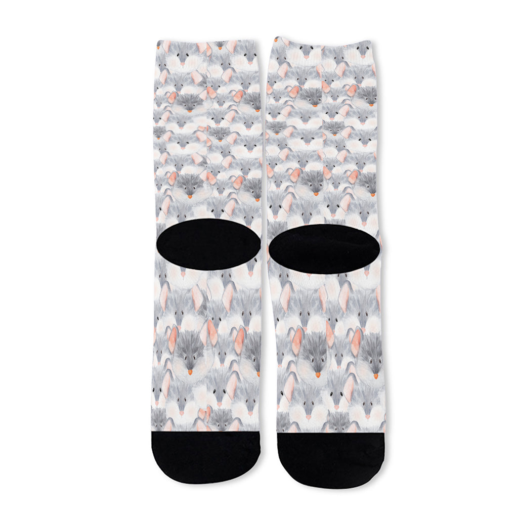 Watercolor Rat Pattern Print Long Socks