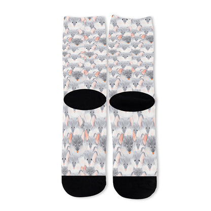 Watercolor Rat Pattern Print Long Socks