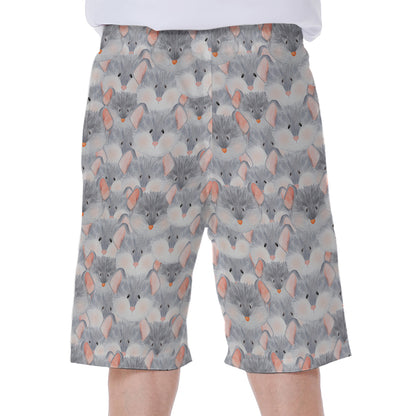 Watercolor Rat Pattern Print Men's Beach Shorts