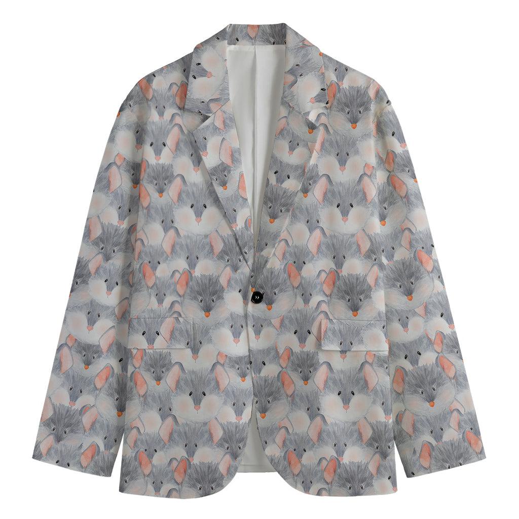 Watercolor Rat Pattern Print Men's Blazer