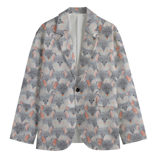 Watercolor Rat Pattern Print Men's Blazer