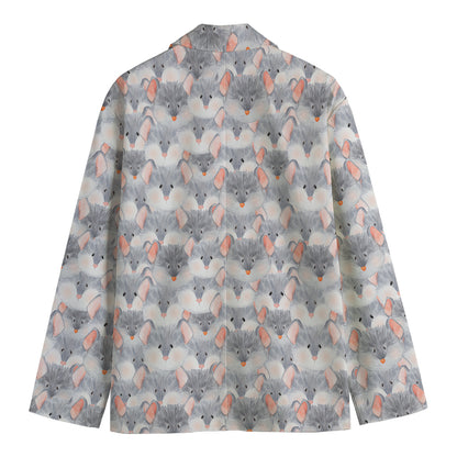 Watercolor Rat Pattern Print Men's Blazer