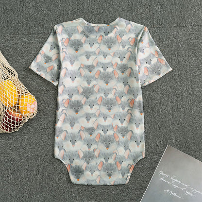 Watercolor Rat Pattern Print Men's Bodysuit