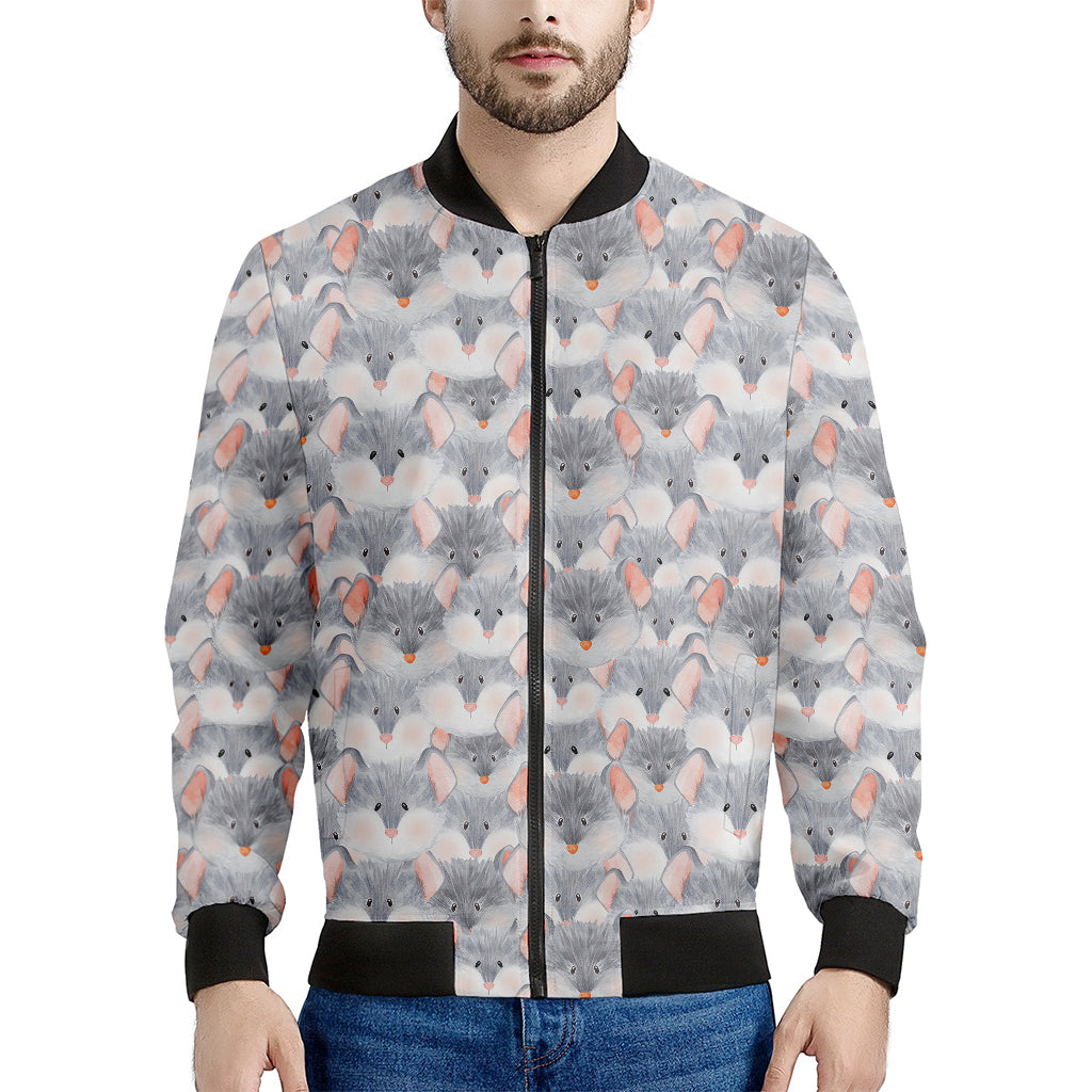 Watercolor Rat Pattern Print Men's Bomber Jacket