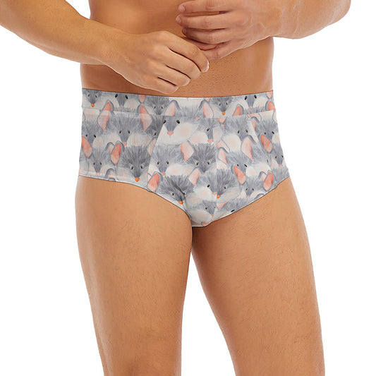 Watercolor Rat Pattern Print Men's Briefs