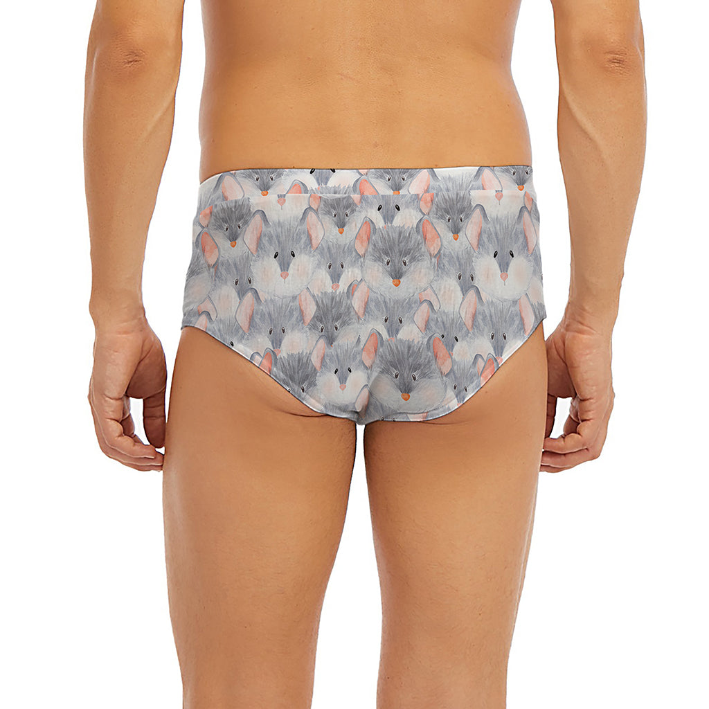 Watercolor Rat Pattern Print Men's Briefs